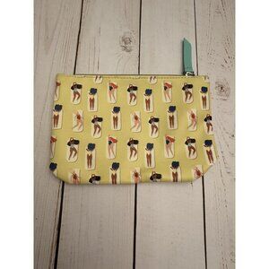Ipsy Yellow Cosmetic Glam Make-Up Bag With Bathing Ladies (Bag Only) 7.5” x 5.5”